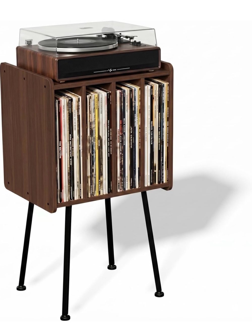 BNIB BNIB Record Player Stand, Record Table with 4 Cabinets Up to 100 Albums